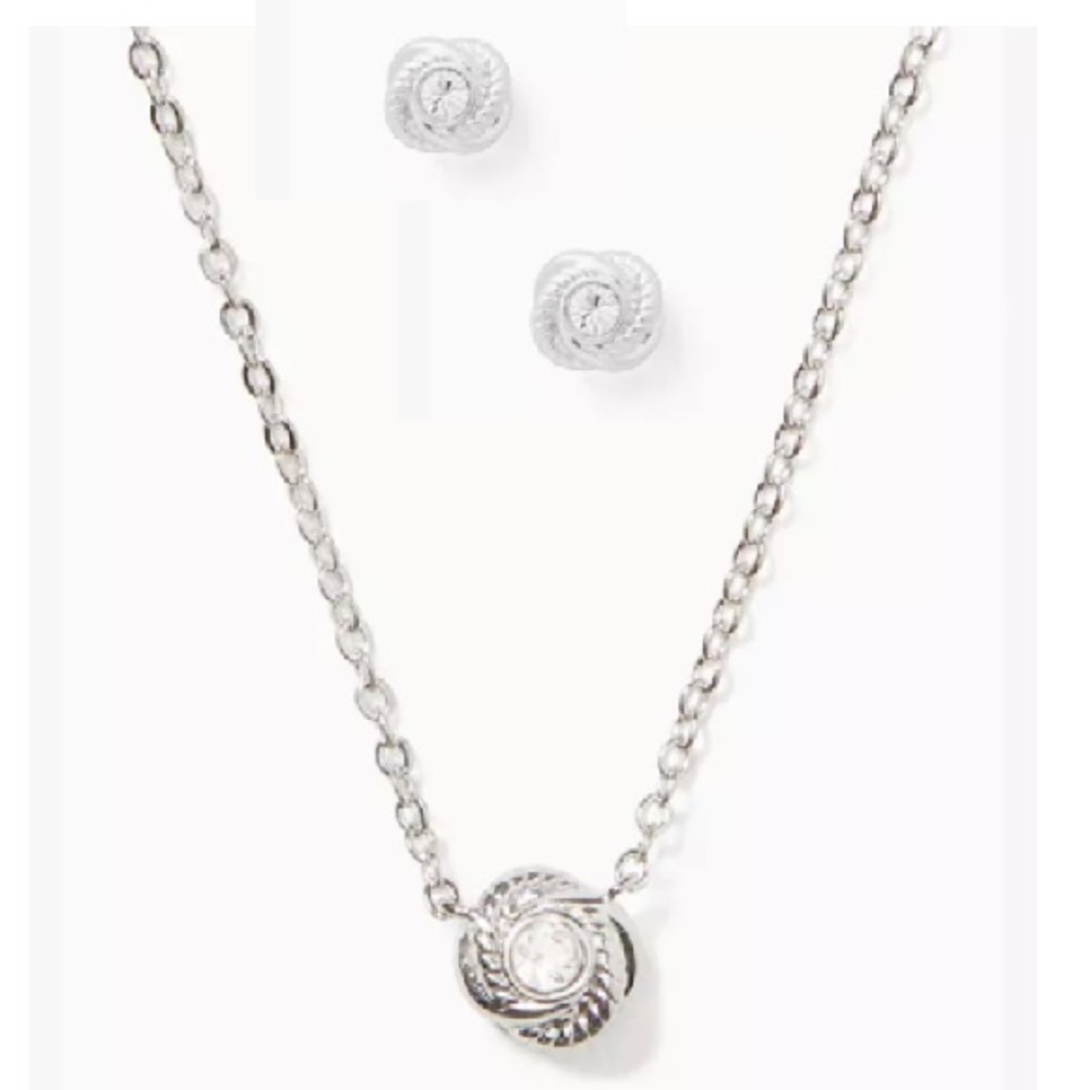 $118 Kate Spade Infinity And Beyond Knot Mini Pendant Necklace & Earrings Set